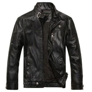 SK M Autumn Faux Leather Lined Moto Jacket with Studs
